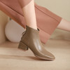 westory2021秋冬新款方头简约时尚方跟短靴女后拉链时装女靴S21DS81231 商品缩略图0
