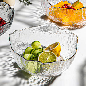 摩登主妇韩版ins风透明玻璃碗家用网红餐具套装水果沙拉盘金边碗
