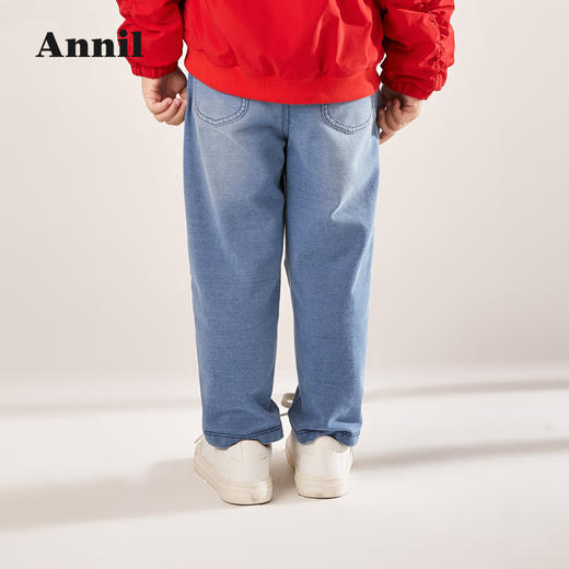 安奈儿女童全腰针织牛仔单裤xg216507 商品图3
