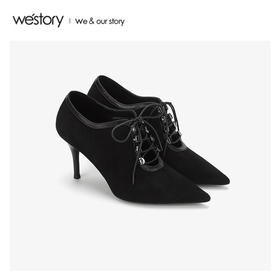 westory2020春季新款时尚深口尖头细跟高跟鞋女W20AM51031