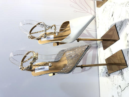 westory女鞋2021夏季新款包头尖头高跟细跟一字带凉鞋W21AH52761 商品图0