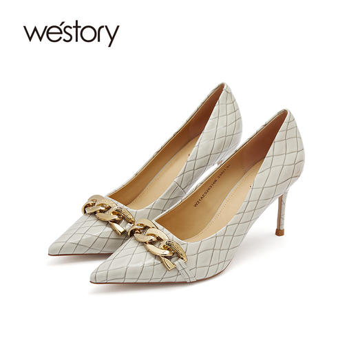 westory高跟鞋女春季新款尖头细跟婚鞋新娘鞋宴会52631 商品图0