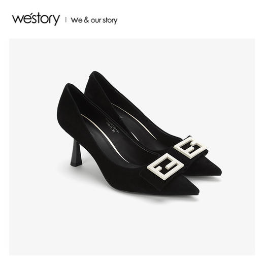 westory2020春季新款尖头细跟高跟鞋女休闲风W20AE51301 商品图0