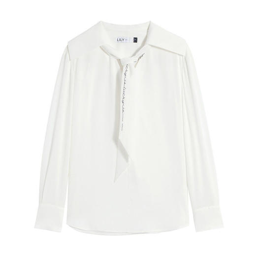LILY2022春新款女装复古洋气翻领宽松垂顺醋酸衬衫女122130C8212 商品图4