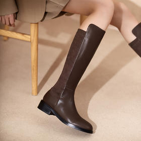 westory女鞋2021秋冬新款超火显瘦长筒靴骑士靴马丁靴女S21DQ44661