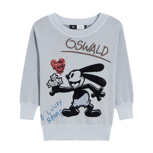 LILY迪士尼Oswald系列2022春新款女装时尚短款毛针织衫122120TK357 商品图3