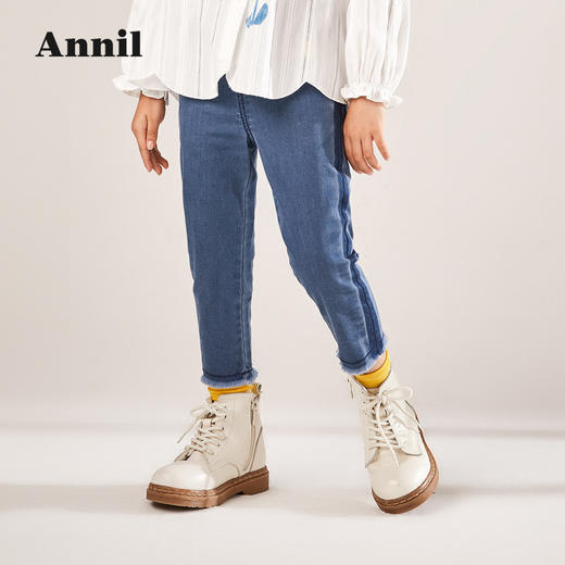 安奈儿女童全腰梭织牛仔单裤xg216523 商品图0