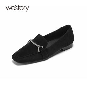 westory乐福鞋女秋冬2020新款英伦风真皮一脚蹬懒人鞋S21AM52361