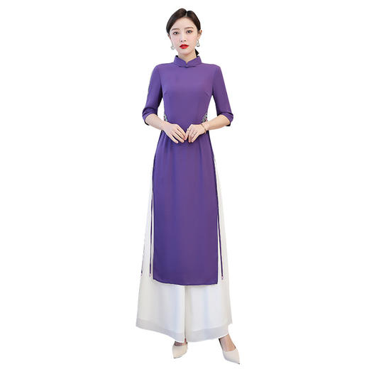 2022春夏新款中国风女装中式复古绣花旗袍连衣裙改良奥黛裤子套装 XY-DYS7959 商品图4