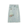 MIIDII谜底2022春款磨烂毛边合体刺绣天丝棉牛仔半身裙221MB0031 商品缩略图4