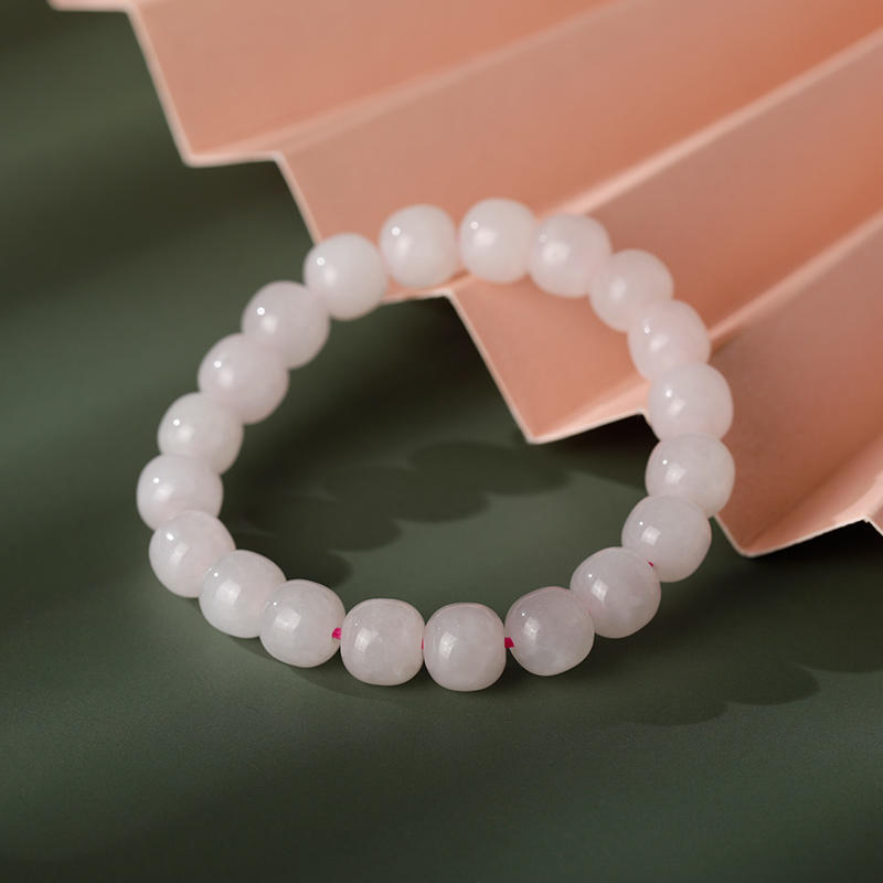 银时代藕粉色和田玉素圈手串