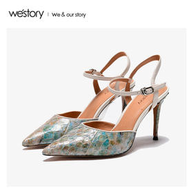 westory2020年夏新品包头高跟蛇纹细跟流行网红ins凉鞋W20BH60711