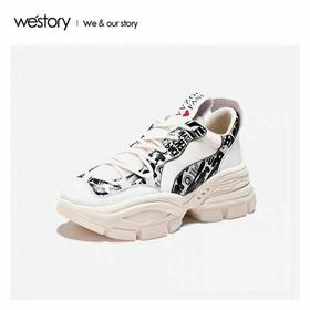 westory2020春季新款圆头潮趣涂鸦老爹鞋岫岩运动鞋女W20AM51641