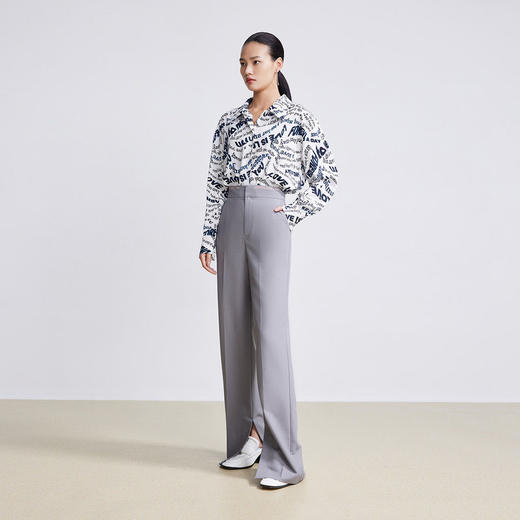 LILY2022春新款女装小众设计感印花宽松垂顺衬衫上衣122130C4219 商品图2