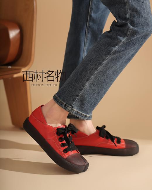 西村名物2022春季新款丑萌猪蹄分趾小白鞋子潮马蹄单鞋16941 商品图1