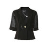 EITIE爱特爱春季新款黑色西装领时尚通勤显瘦网纱拼接短外套6603304 商品缩略图5