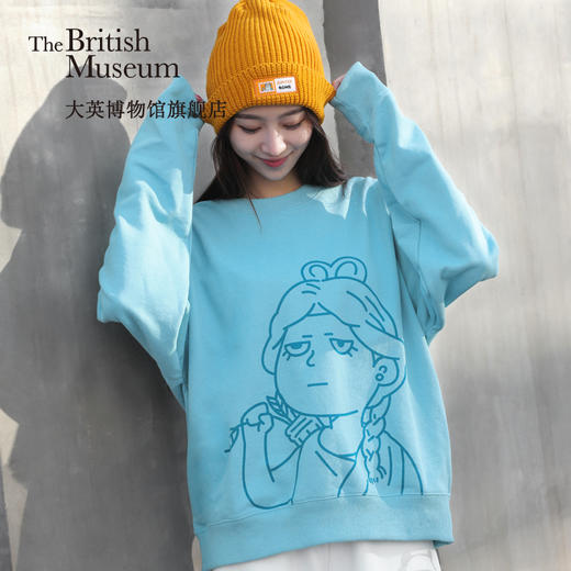 大英博物馆X苏州博物馆罗马卡通众神系列狄安娜圆领套头卫衣女 商品图0