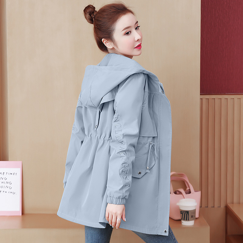 2022春季新款风衣女中长款抽绳显瘦刺绣小个子外套 YX2016