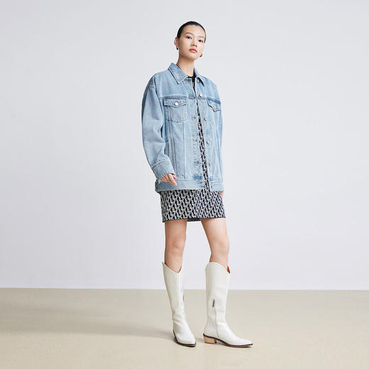 LILY迪士尼Oswald系列2022春新款女装趣味印花牛仔外套122120G3218 商品图2