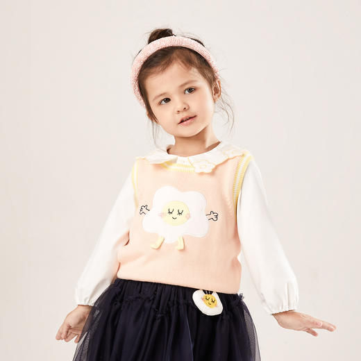 安奈儿女童翻领长袖针织衫xg211519 商品图0