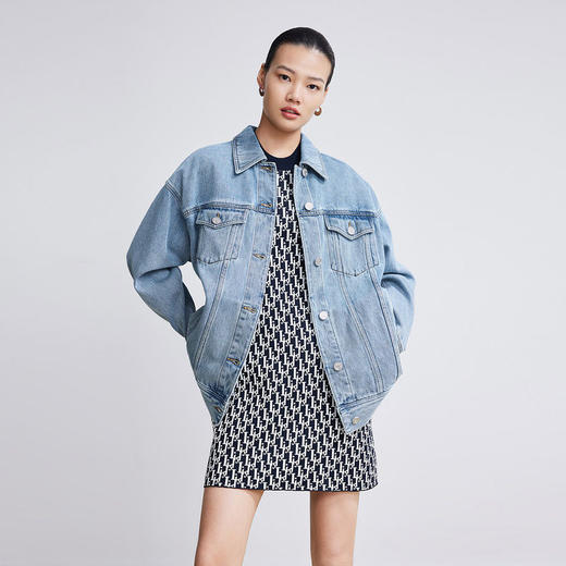 LILY迪士尼Oswald系列2022春新款女装趣味印花牛仔外套122120G3218 商品图1