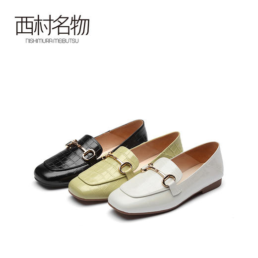 西村名物2021春季新款一脚蹬乐福鞋女复古休闲懒人平底单鞋X21AM11231 商品图0