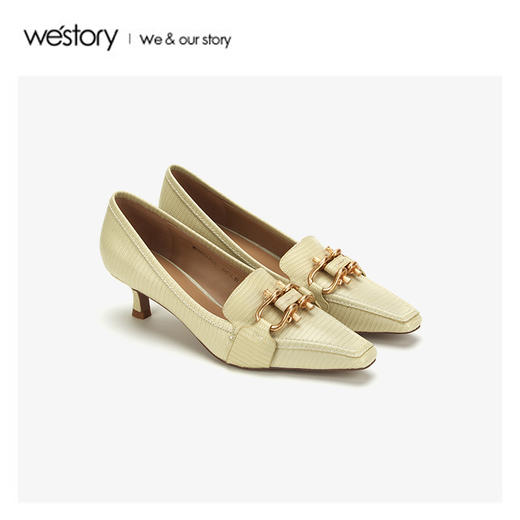 westory2020春季新款方头高跟鞋女细跟W20AE51381 商品图0