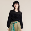 MIIDII谜底2022春款蝴蝶结圆领长袖水晶纱套头针织衫女221MZ0350 商品缩略图0