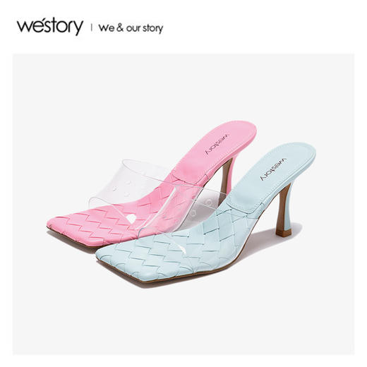 westory2020年夏新网红ins潮细跟洞洞编织拖鞋W20BJ60601 商品图0