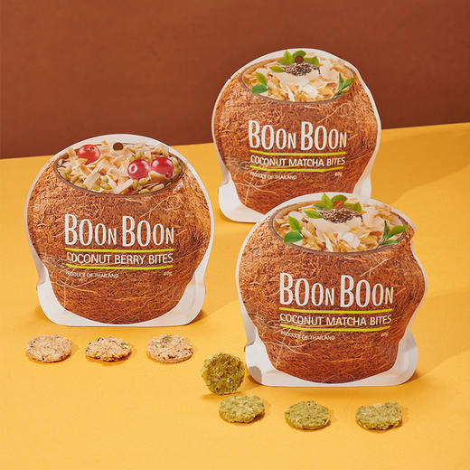 【饱腹椰子饼丨咬一咬，沾一沾，饱腹椰子饼干】BOONBOON椰满满椰子片休闲零食椰子饼40g 商品图0