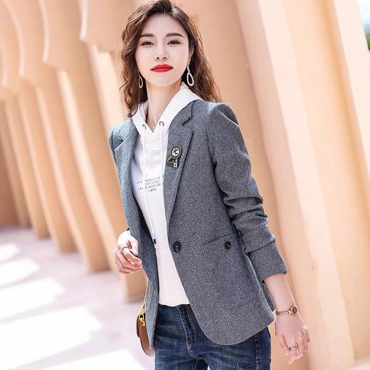 千鸟格西装外套女春秋2022新款时尚英伦风长袖西服小个子休闲上衣   TYL9616 商品图3