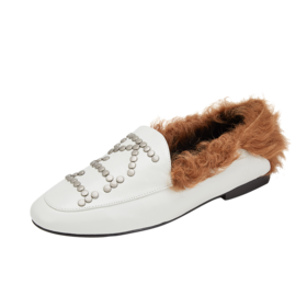 westory毛毛拖鞋女2019秋冬新款平底休闲百搭单鞋W29AM50481