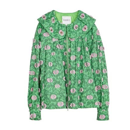 MIIDII谜底2022春高端系列镶钻撞色提花娃娃领短外套女221GW0039 商品图4