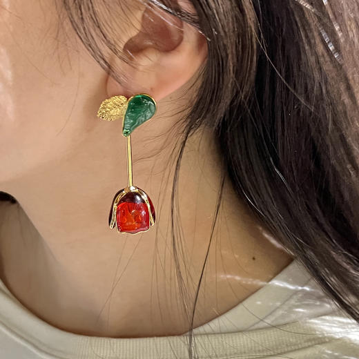 订购5个月到｜Gripoix Paris-Pop Glamour-花朵 耳环（不对称） ［法国设计师］ 商品图1