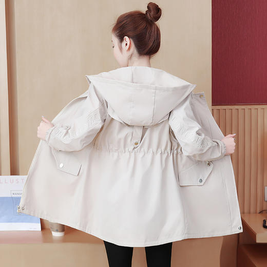 2022春季新款风衣女中长款抽绳显瘦刺绣小个子外套 YX2016 商品图2