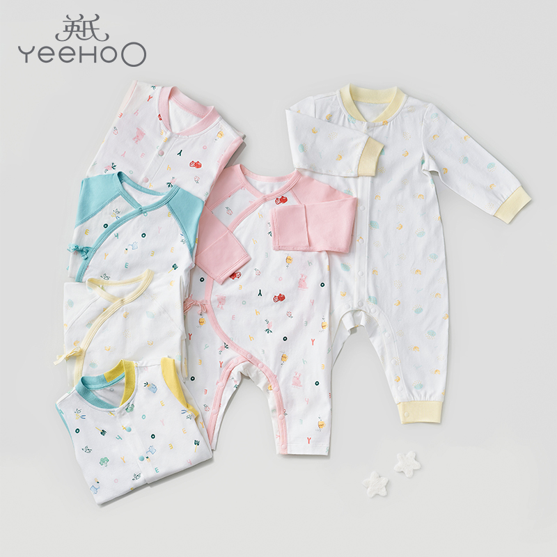 英氏婴儿哈衣男童女童新生儿连体衣绑带衣服爬行服2022年春夏新款YLHAJ02004A