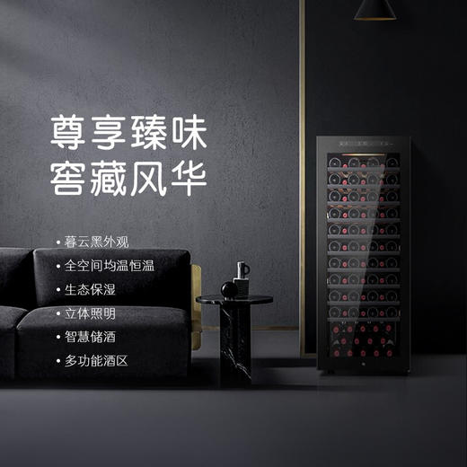 卡萨帝84瓶装原石系列恒温红酒柜 办公室客厅葡萄酒冷藏风冷家用酒柜JC-196PAU1 商品图0
