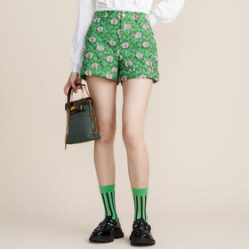 MIIDII谜底2022春新款高订款撞色提花合体短裤靴裤女221GK0038