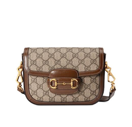 GUCCI古驰 马衔扣1955 复古金口老花LOGO条纹织带马鞍包 658574 含两条肩带 商品图1