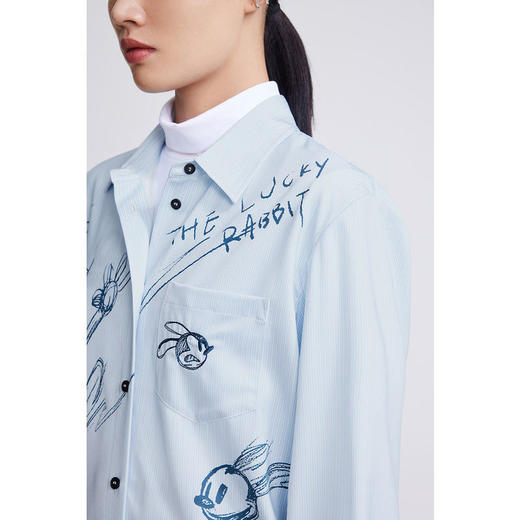 LILY迪士尼Oswald系列2022春新款女装时尚手绘感印花衬衫122120C4805 商品图3