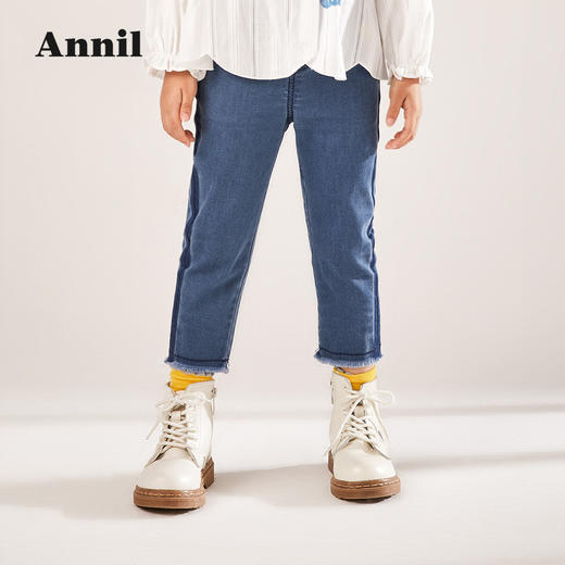 安奈儿女童全腰梭织牛仔单裤xg216523 商品图2