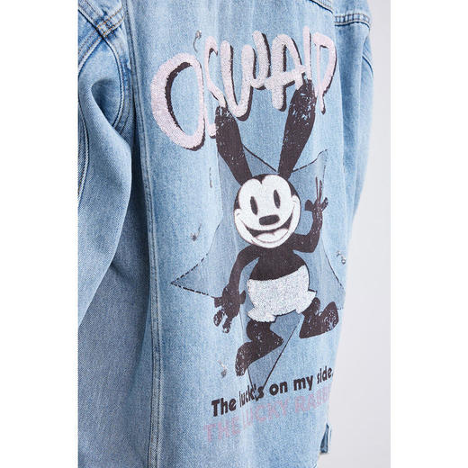 LILY迪士尼Oswald系列2022春新款女装趣味印花牛仔外套122120G3218 商品图3