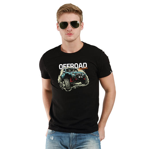 2022夏季新品户外休闲青年牧马人插画印花图案短袖合体圆领t恤衫 NMT-1806 商品图0