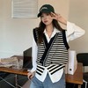 岚可可条纹撞色爆款针织马甲 商品缩略图0