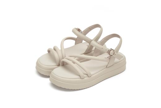 西村名物2021夏季新款厚底女鞋简约牛皮革方根休闲时尚凉鞋X21BG23281 商品图0