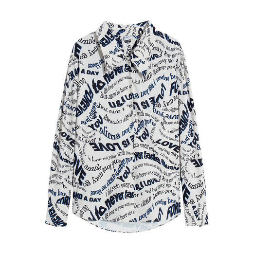 LILY2022春新款女装小众设计感印花宽松垂顺衬衫上衣122130C4219 商品图4