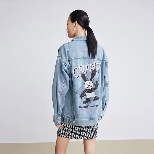 LILY迪士尼Oswald系列2022春新款女装趣味印花牛仔外套122120G3218 商品图0