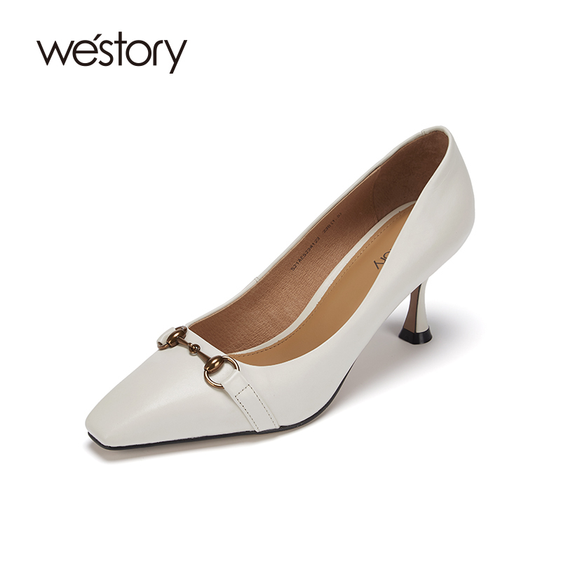 westory商城同款高跟鞋女2021年春季新款秋冬真皮细跟婚鞋优雅单鞋S21AE52341
