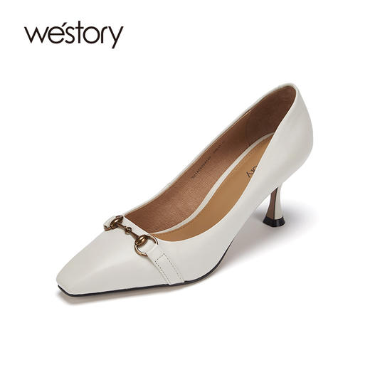 westory商城同款高跟鞋女2021年春季新款秋冬真皮细跟婚鞋优雅单鞋S21AE52341 商品图0