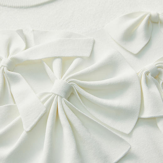 MIIDII谜底2022春款蝴蝶结圆领长袖水晶纱套头针织衫女221MZ0350 商品图3